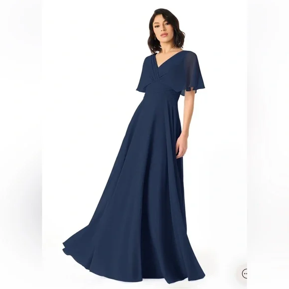 Azazie | Dresses | Azazie Pamela Dark Navy Chiffon | Poshmark